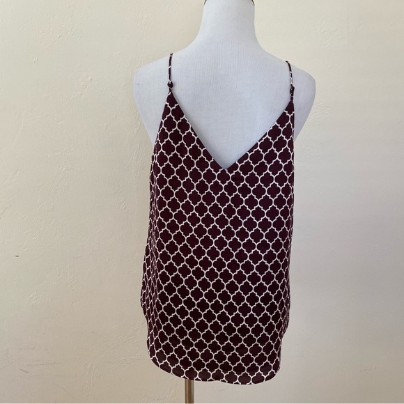 Express Spaghetti Strap Blouse Brown White Abstract Print V-Neck Small - Picture 6 of 11